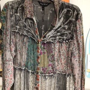 Bohemian Floral Patchwork Button Down Shirt